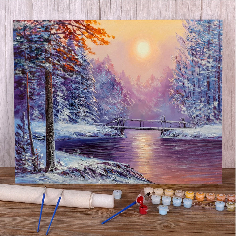 Landscape Beautiful Nature Painting By Numbers Set Oil Paints 50*70 Canvas Pictures New Design For Children Handiwork Handicraft