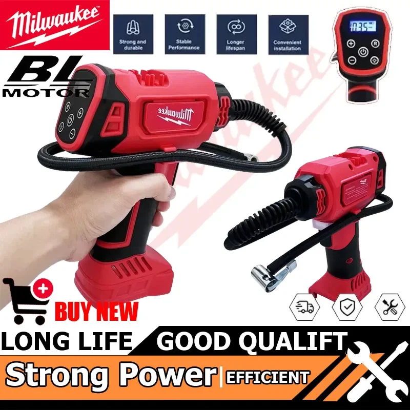 

Milwaukee 18V Battery Tool Cordless Electric Air Pump Car Tire Automatic Inflator Handheld Air Compressor Rechargeable Tools