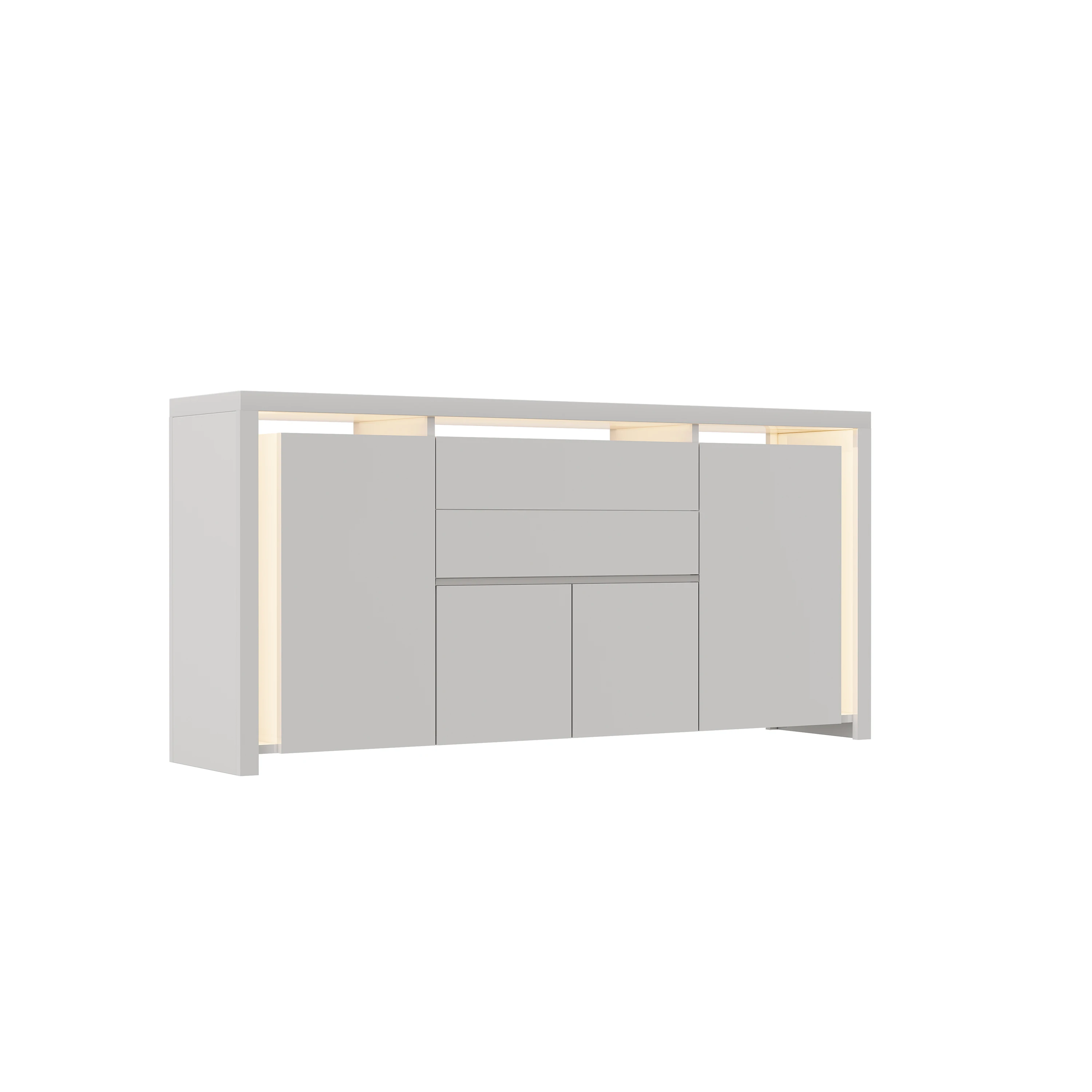 Rosahqnda Hoogglans dressoir woonkamer met 3 laden en 2 deuren, buffetkast met LED-lichtbalk, woonkamerkast