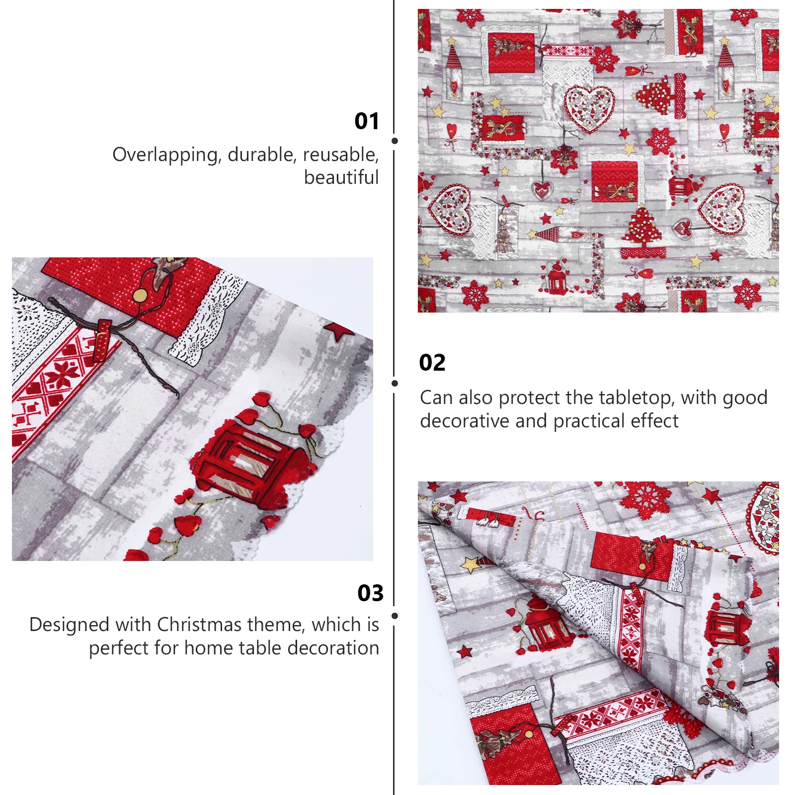 

Christmas Tablecloth Cover Themed Decor Party Supplies Decorative for Glasses Decoration Xmas Dinner