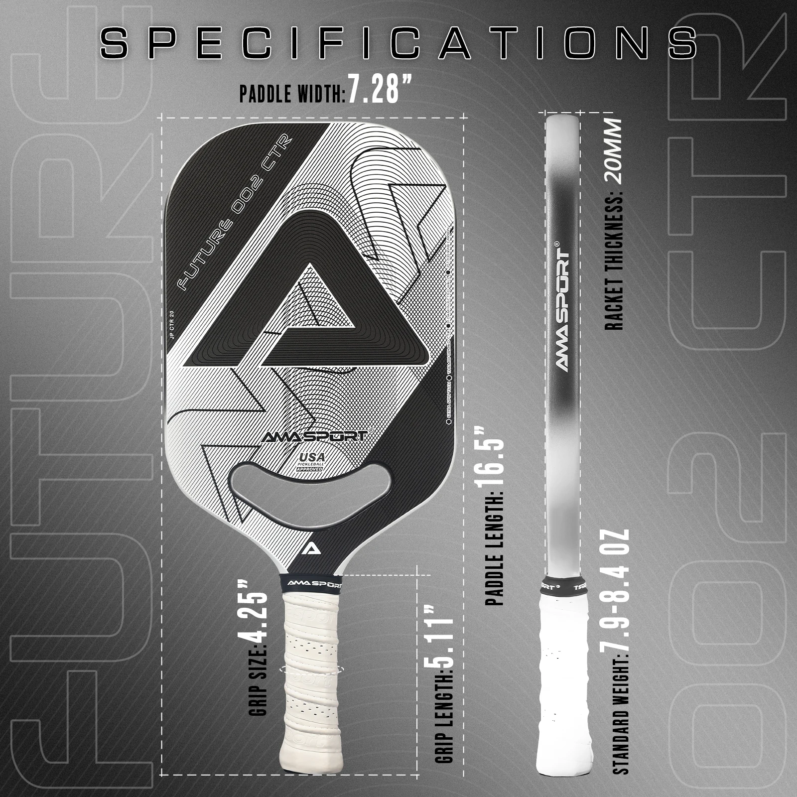 AMASPORT T700 FUTURE 002 مجداف كرة المخلل الكربوني بدون إطار 13 ملم تقنية تدور إضافية على شكل قرص العسل كرة مخلل hermoformed