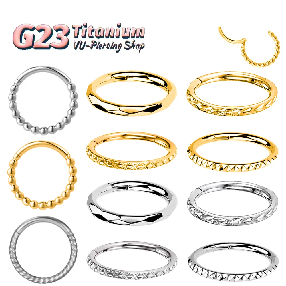 F136 Titanium Alloy Faceted Polyhedral Bead Twisted Hinge Earrings Fashionable Nasal Septum Ring Body Piercing Jewelry