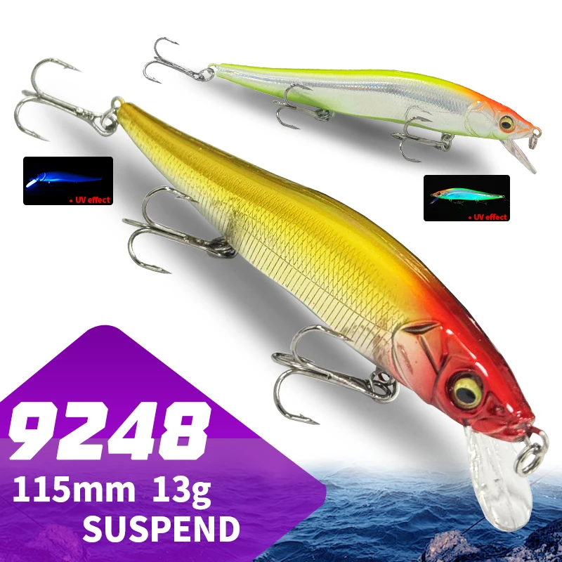 

110mm13g Suspend Minnow Twitchbait Casting Trolling Artificial Isca Pesca Jerkbai for Fishing Trout Bass 9248
