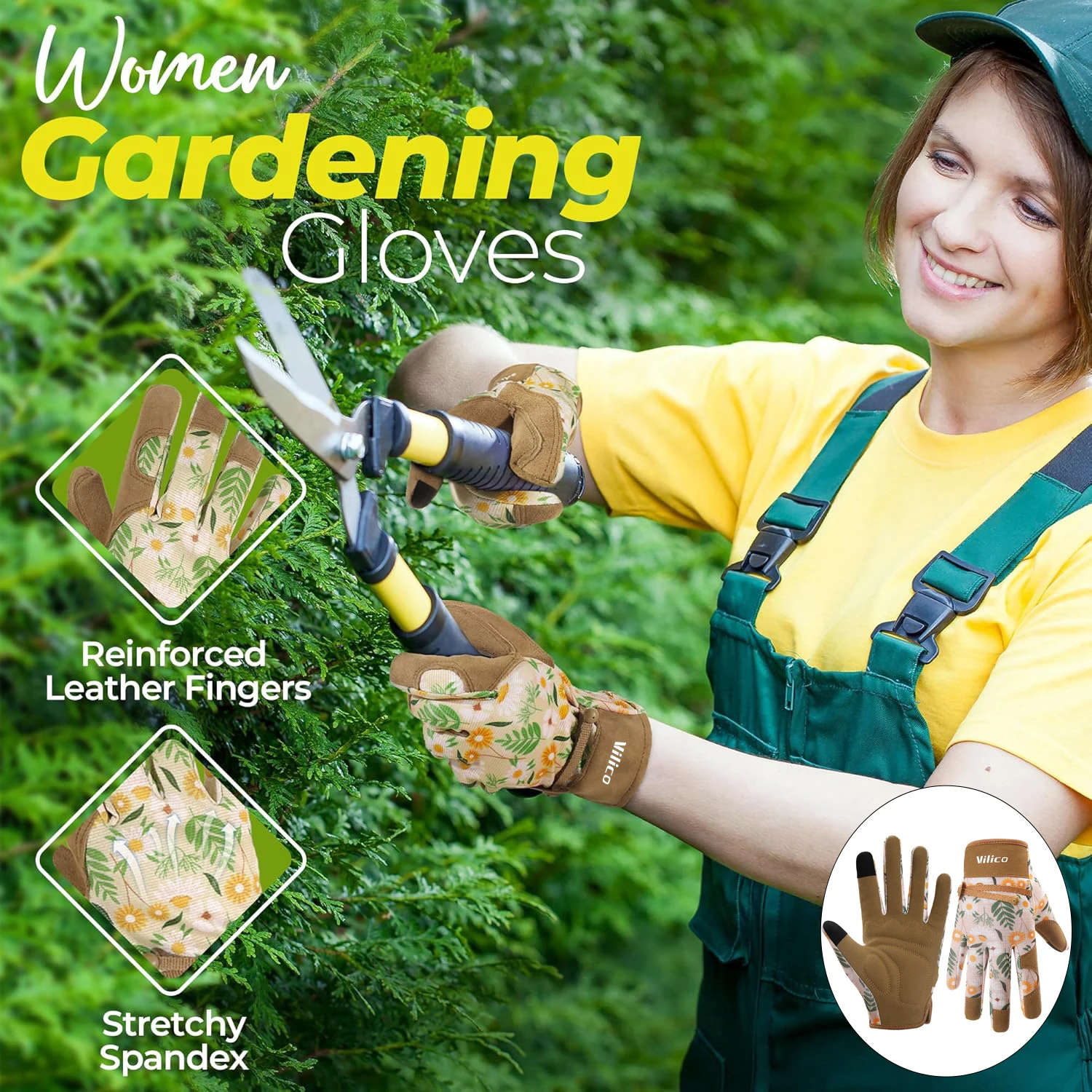Gardening Gloves for Women Breathable Ladies Leather Garden Yard Gloves Best Gift for Gardeners