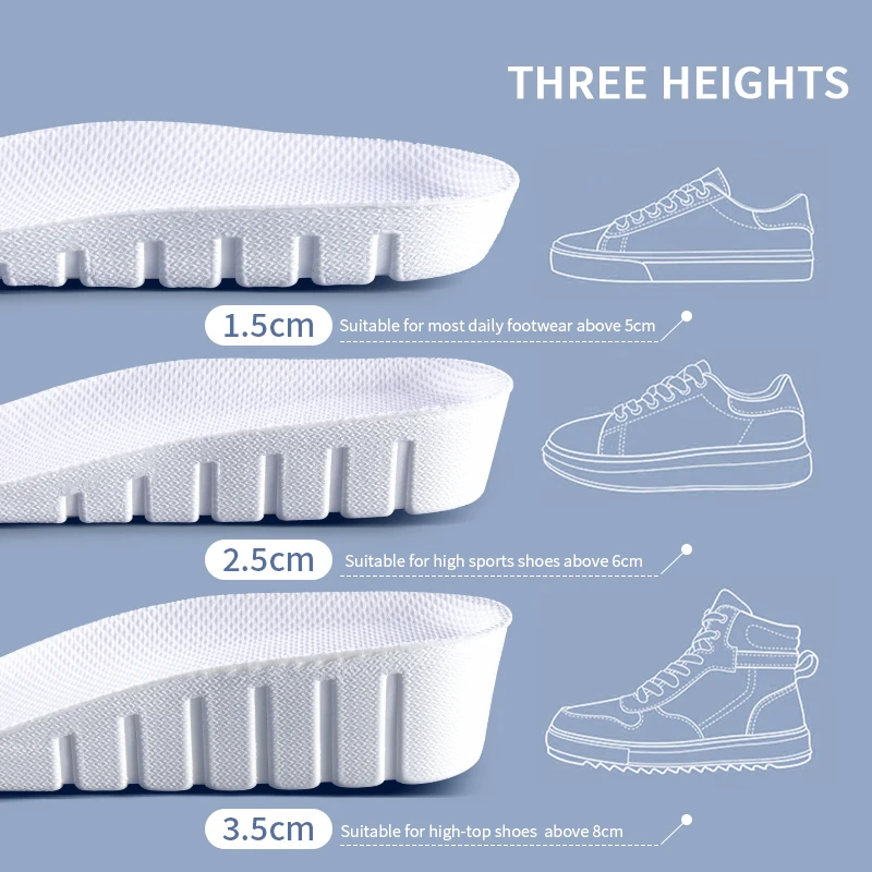 NAFOING New Invisible Height Increase Insoles EVA Soft Light Shoes Sole Pad for Men Women Heel Lift Feet Care Arch Support Insol