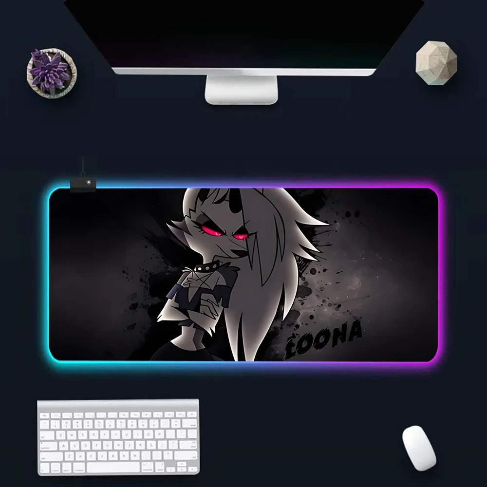 Helluva-Boss RGB Mousepad bantalan Mouse, alas Mouse karet komputer game