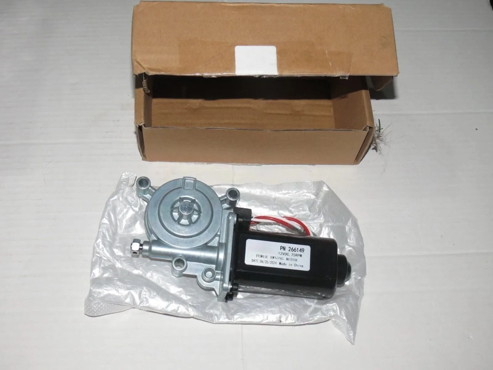 Motor de toldo eléctrico para autocaravana 266149, reemplazo directo de 12 V CC y 75 RPM, compatible con Solera Venture LCI Lippert Professional, repuesto.