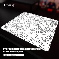 Atom Glass Gaming Mouse Pad Customizable Pattern Tempered Glass Smooth Upgrade FPS Desk Mat Office Table Mat Gamer Accessories