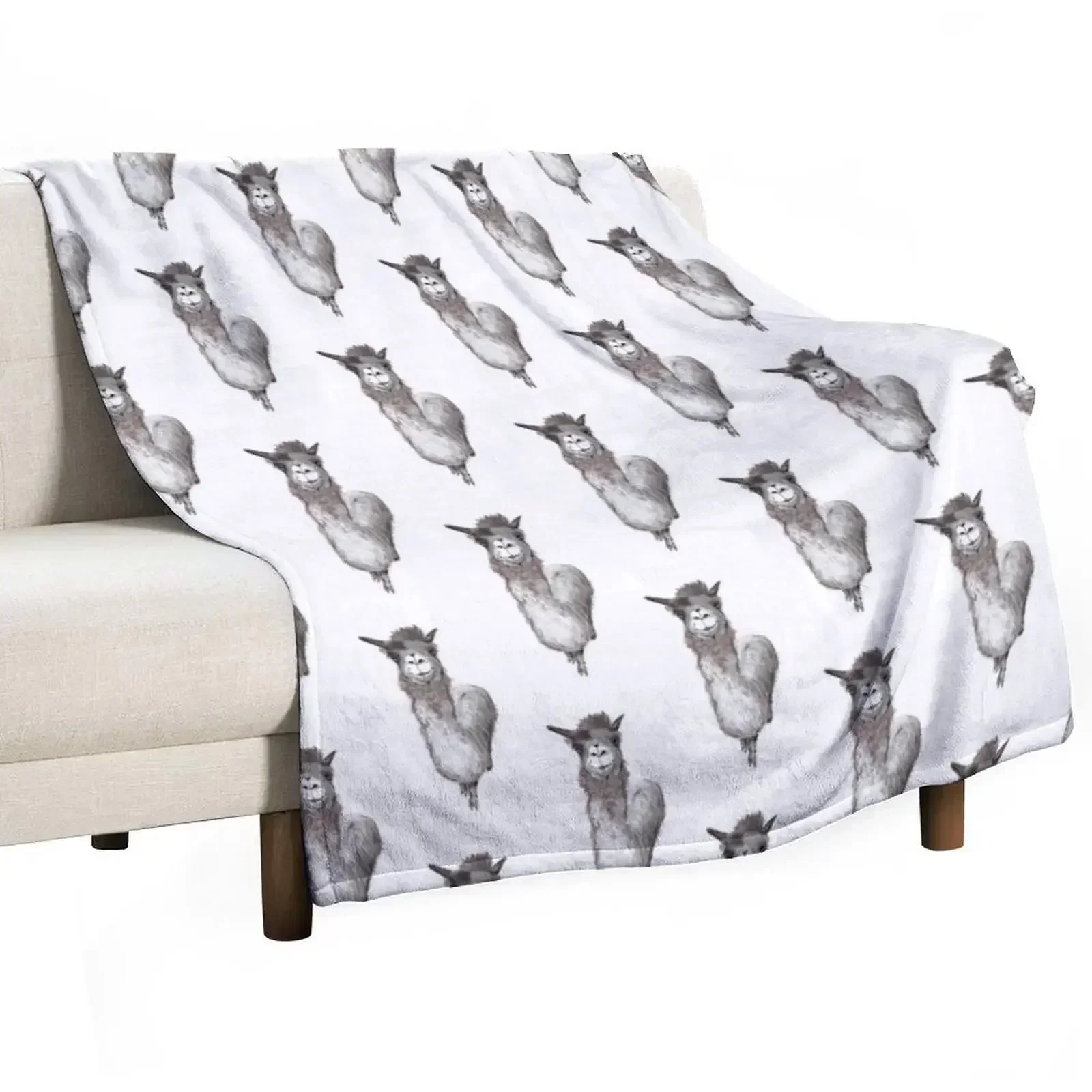 Alpaca Stare Down Throw Blanket christmas gifts Flannel Retros Picnic funny gift For Sofa Thin Blankets