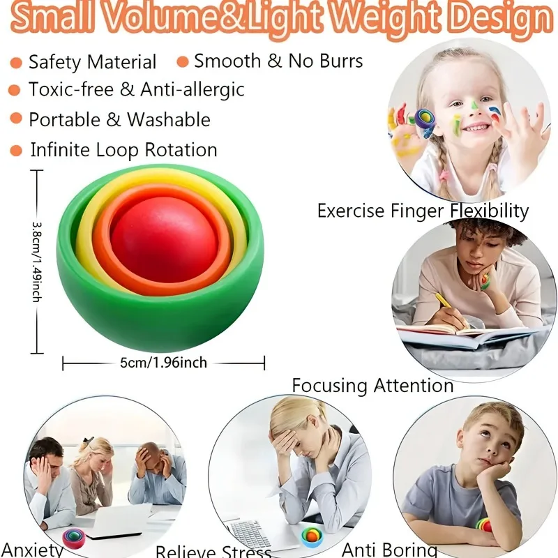 3D Rotation Ball Fidget Gyro Sensory Toys Hand Fidget Spinner Gyroscope Toys for Children 5 To 10 ADHD Autism Stress Relief Toy