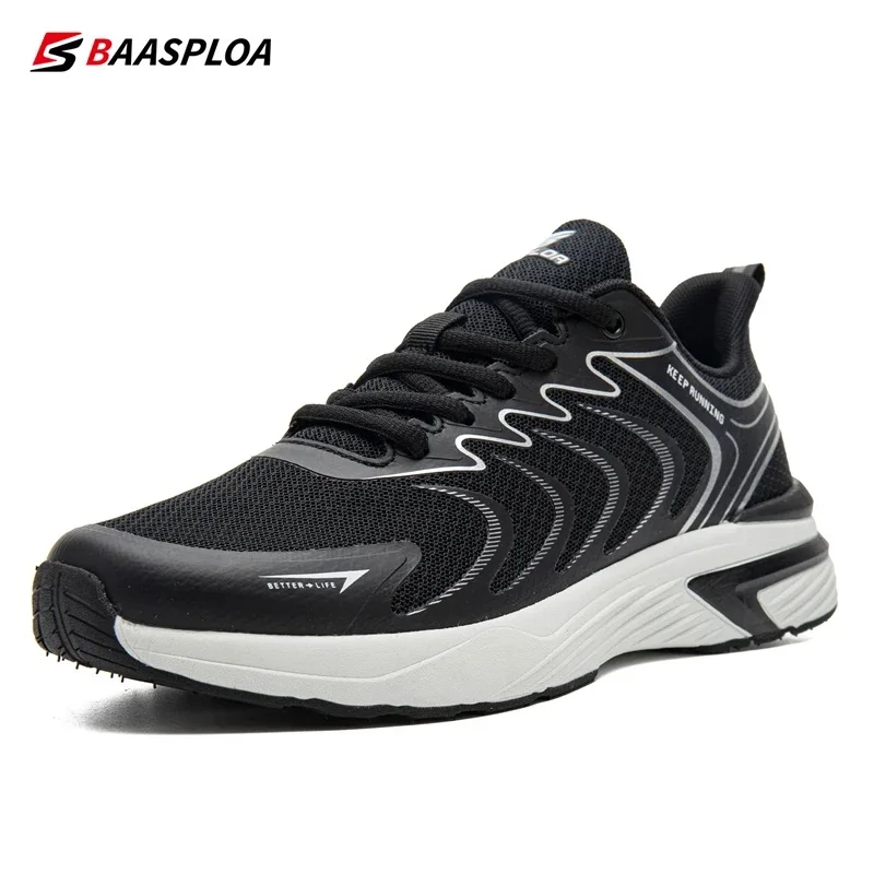 

Baasploa 2024 Men Running Shoes Outdoor Fashion Lightweight Mesh Breathable Walking Shoes Male Casual Non-Slip Lace Up Tennis