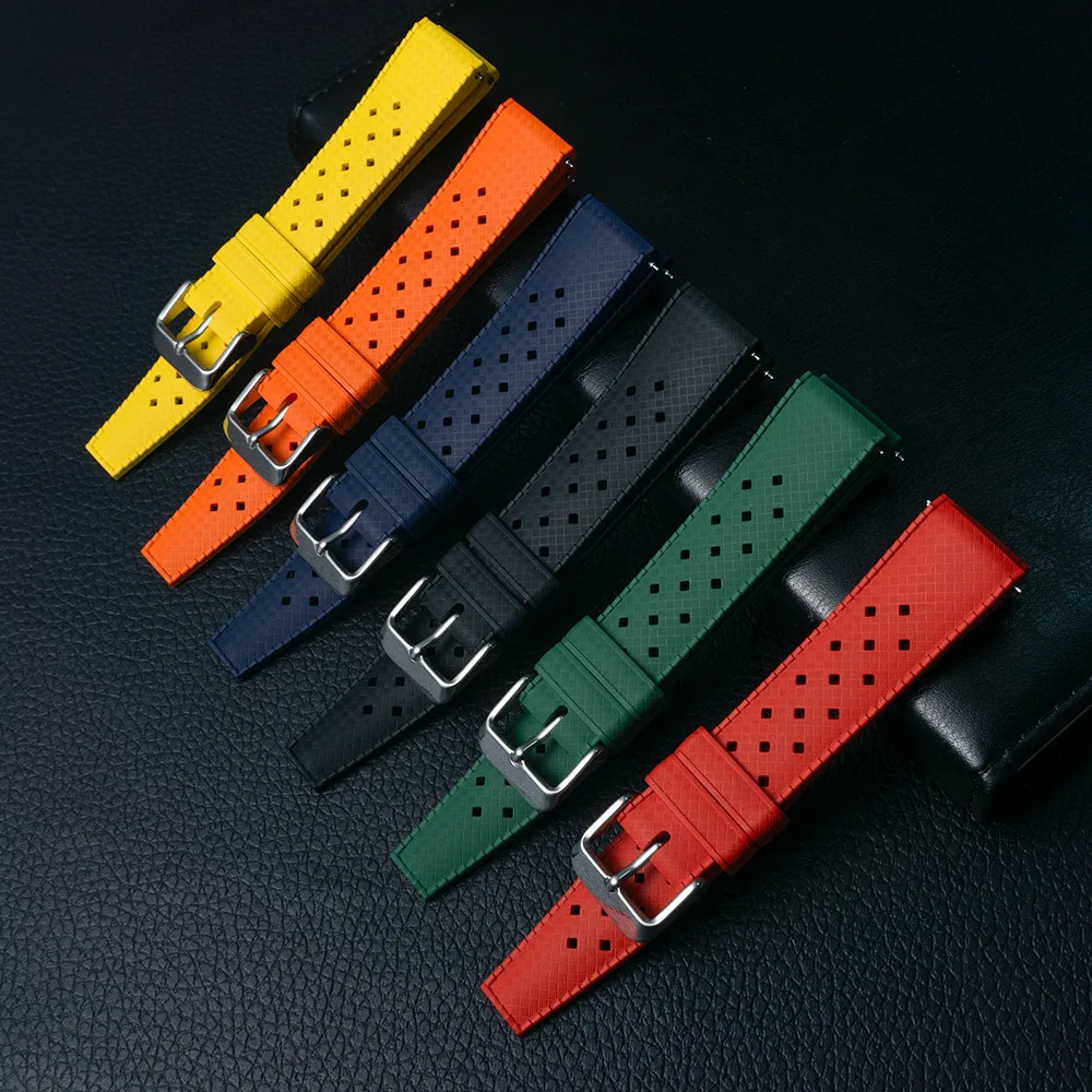 

Premium Grade Fluoro Rubber FKM 20mm 22mm Watch Strap Fast Release Watchbands Diving Waterproof Watch Band Universal