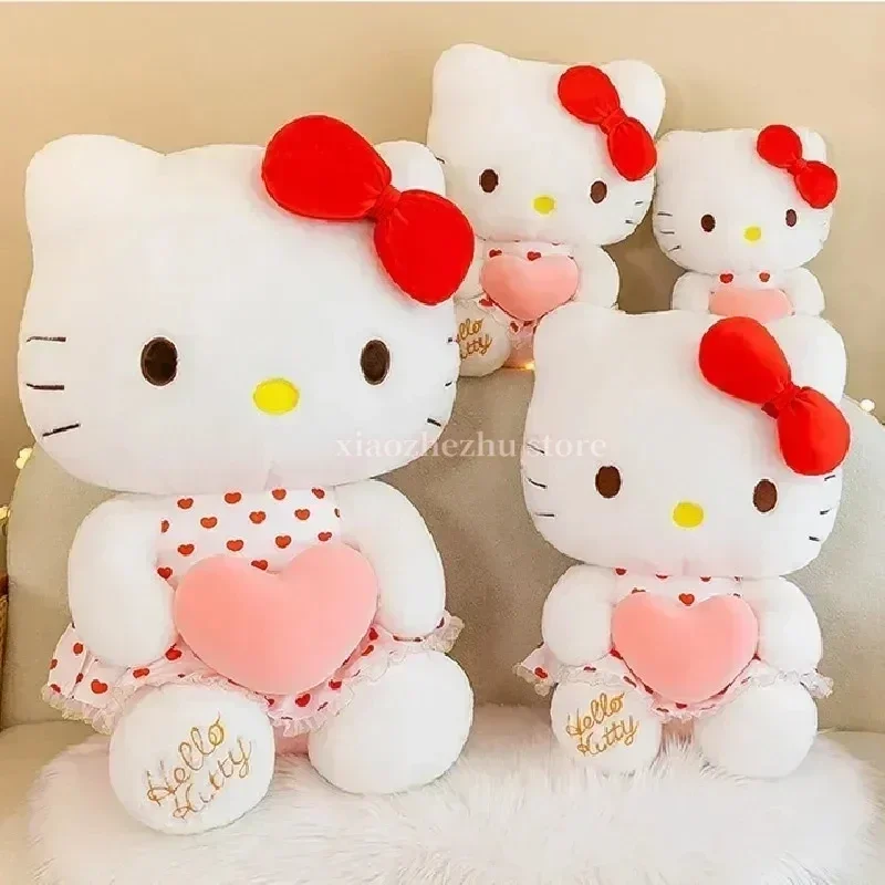 Sanrio Cartoon Anime Sheer Dress Hello Kitty Plush Doll Big Cute Room Decoration Plush Toy Sleeping Pillow Kawaii Soft Toy