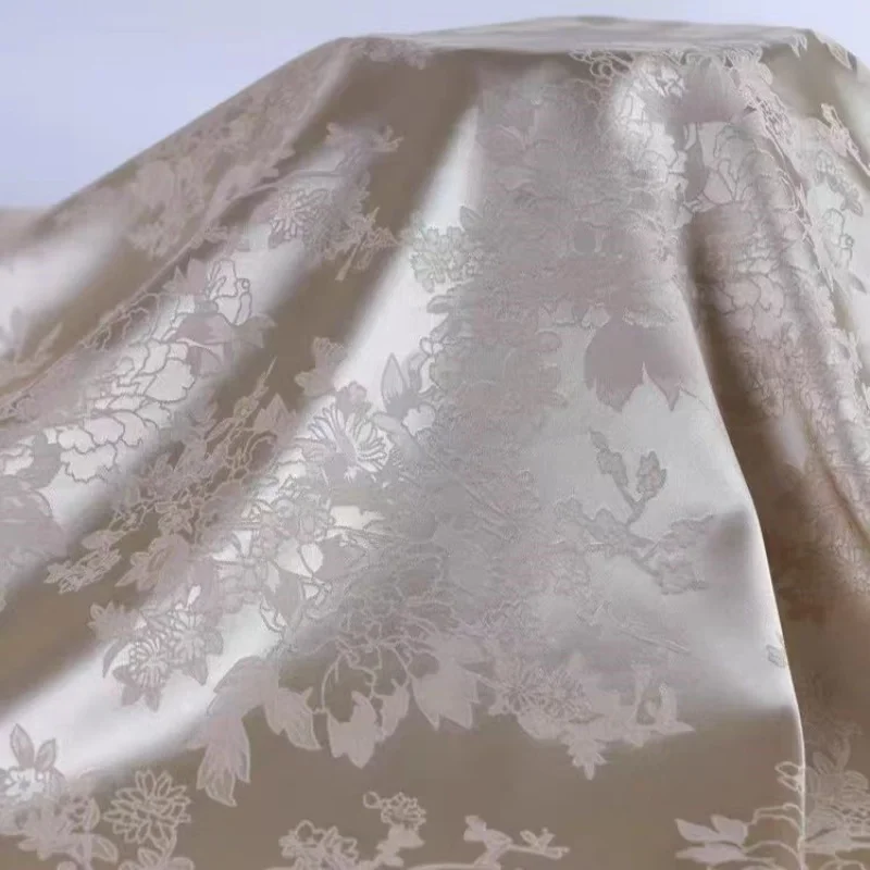 Имитация шелковой лозы, жаккардовая ткань с темным узором, имитация уксусной кислоты, рубашка с лямкой на шее Ципао, юбка с конским лицом, ткань для одежды ханьфу