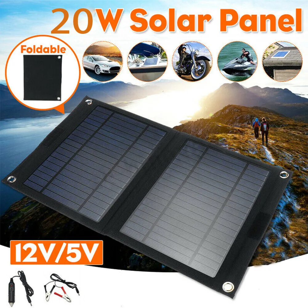 

Folding Solar Panel Polycrystalline 20W 12V Solar Panel Outdoor Portable Solar Folding Bag Mobile Phone Charging Bag