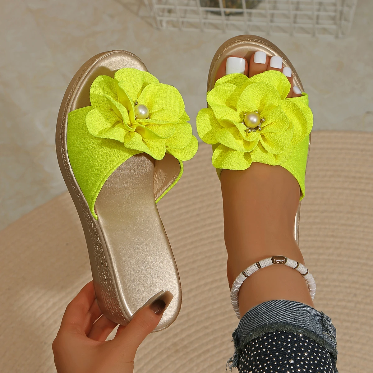2025 Women Designers Wedges Sandals Women Summer Beach Platform Shoes Flower Women High Heel Sandals Fashion Zapatos De Mujer view 4