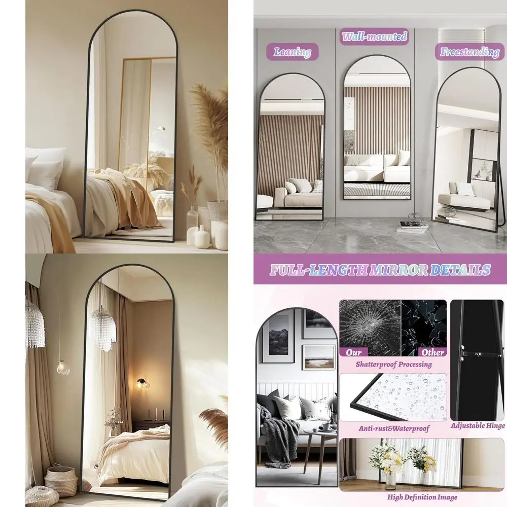 Black Full-Length Floor Mirror with Stand for Bedroom and Living Room, 68x26, Stylish Home Decor