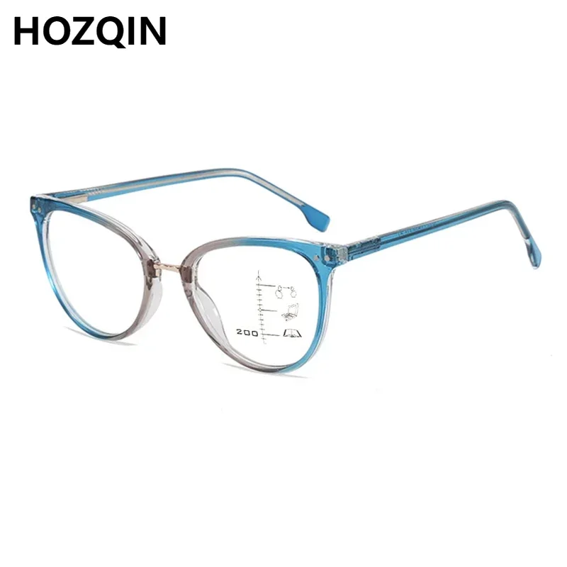 

New Fashion Insert Core Legs Women Blue Light Blocking Progressive Multifocals Reading Glasses Retro Rivets Hyperopia Eyeglasses