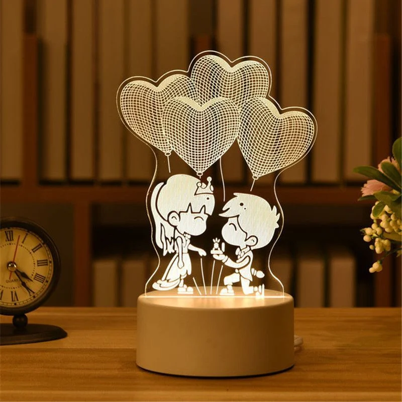 3D Visual Illusion Night Light Creative LED Desk Lamp USB Powered Birthday Wedding Bedroom Home Holiday Nightstand Decorations