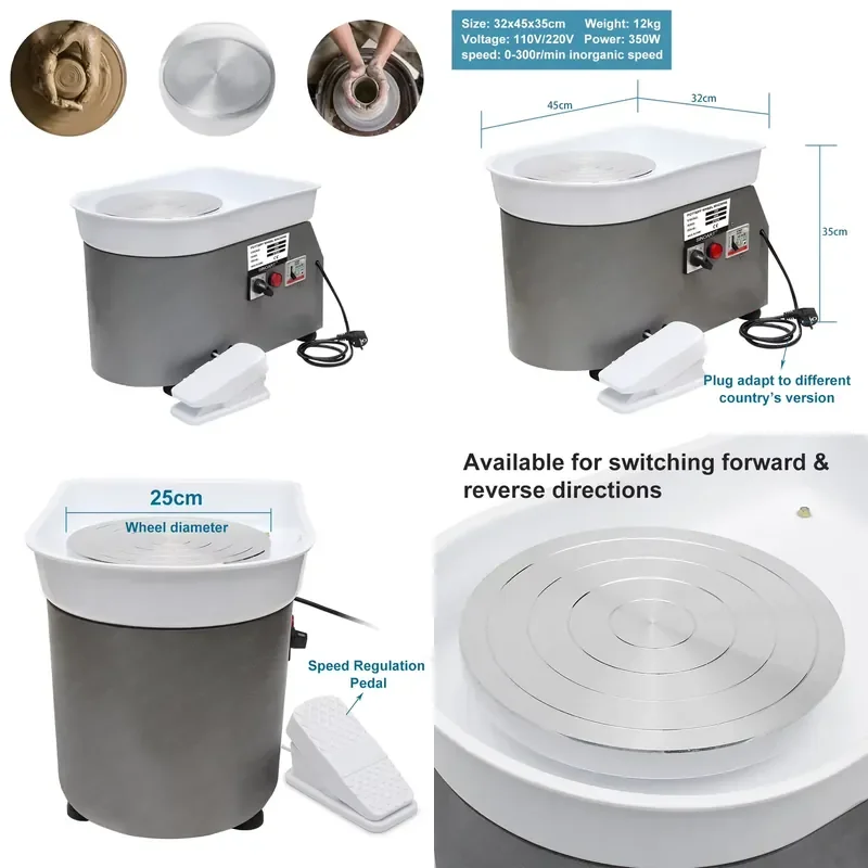 SINORTA 350w High-power Diy Electric Pottery Wheel Electric Pottery Making Machine for Beginner Art Supplies