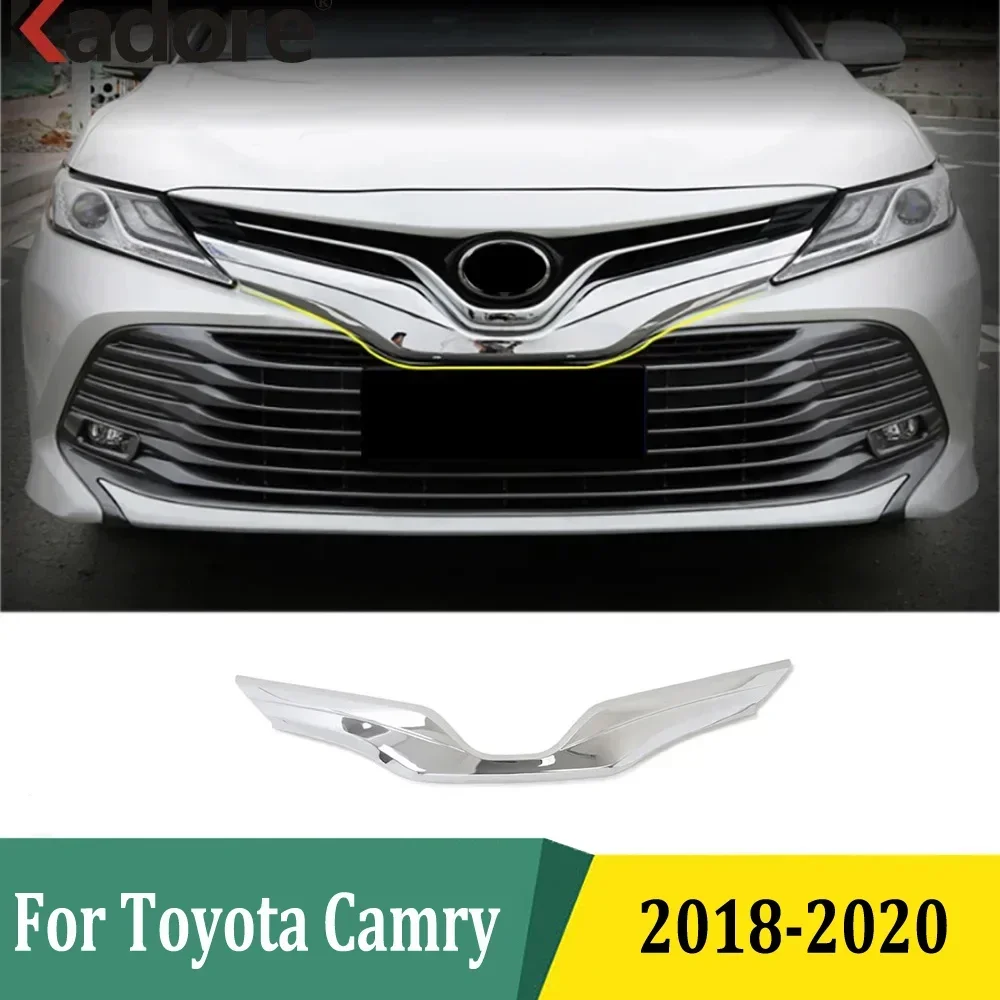

For Toyota Camry LE XLE 2018 2019 2020 ABS Chrome Front Grille Grill Hood Cover Trim Exterior Decoration Accessories