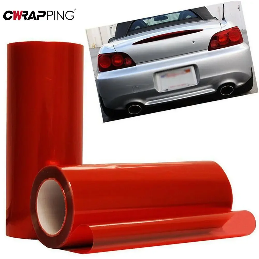 Red Car Light Film Fog Light Headlight Taillight Tint Vinyl Decal Sheet Sticker Auto Body Film Cover Universal Car Accessories image 4