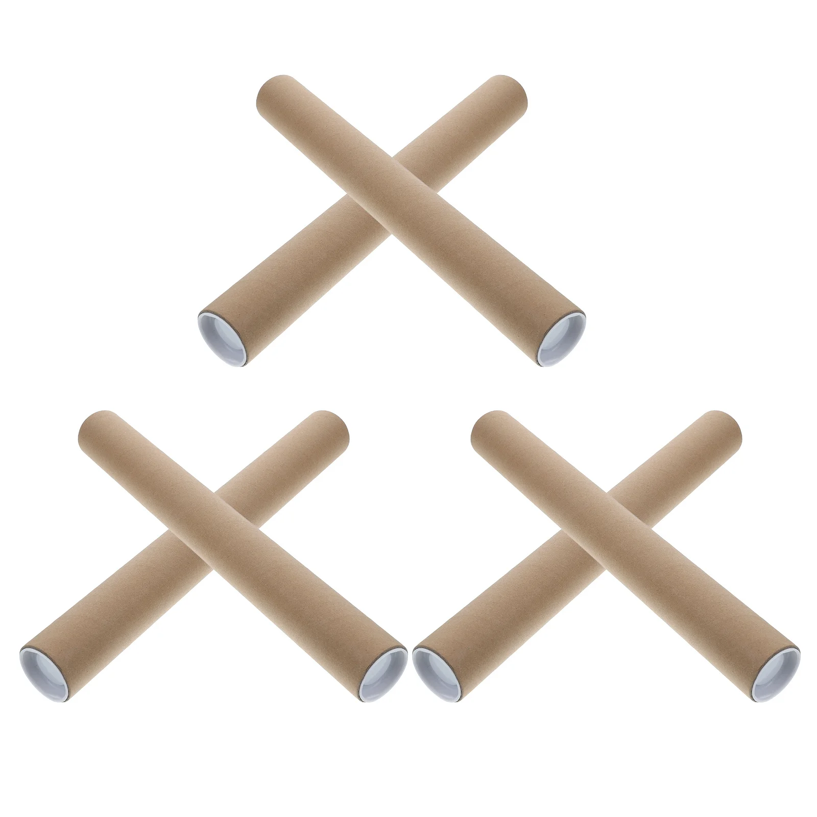 6pcs Kraft Paper Artwork Tubes Mailing Shipping Tubes Plastic Caps Poster Scroll Tube Box Multipurpose Storage Calligraphy