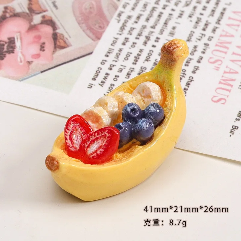 Banana Boat Resin 3D Crafts Cabochons 10pcs Simulated Fruit Boat Foods Scrapbooking DIY Jewelry Craft Decoration Accessories
