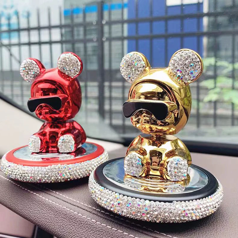 

Модная мультяшная кукла, животное, гальванический медведь, автомобильная панель, украшение на приборную панель, алмазные стразы, хрустальные аксессуары для салона автомобиля