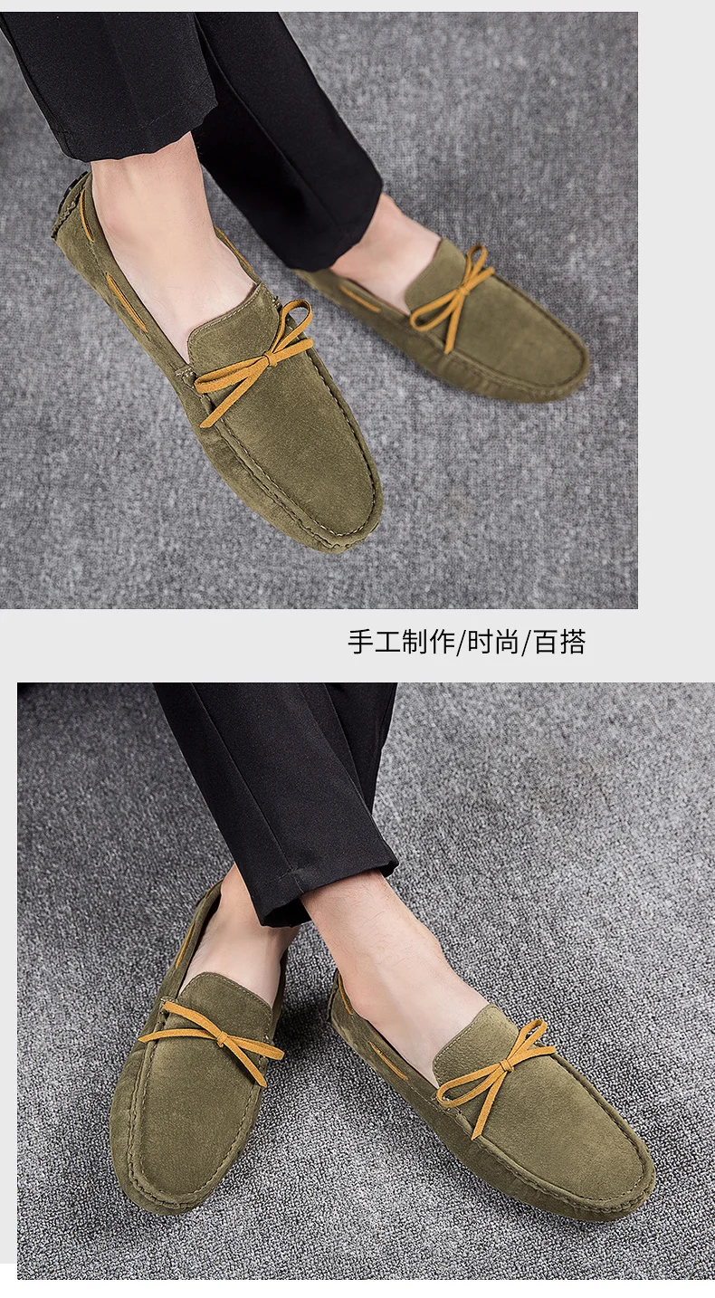 Handgefertigte Loafer in Übergröße für Paare, trendige, lässige Slipper im britischen Stil, Fahrschuhe, extra breit, Schuhe aus Wildleder. – Detail 13