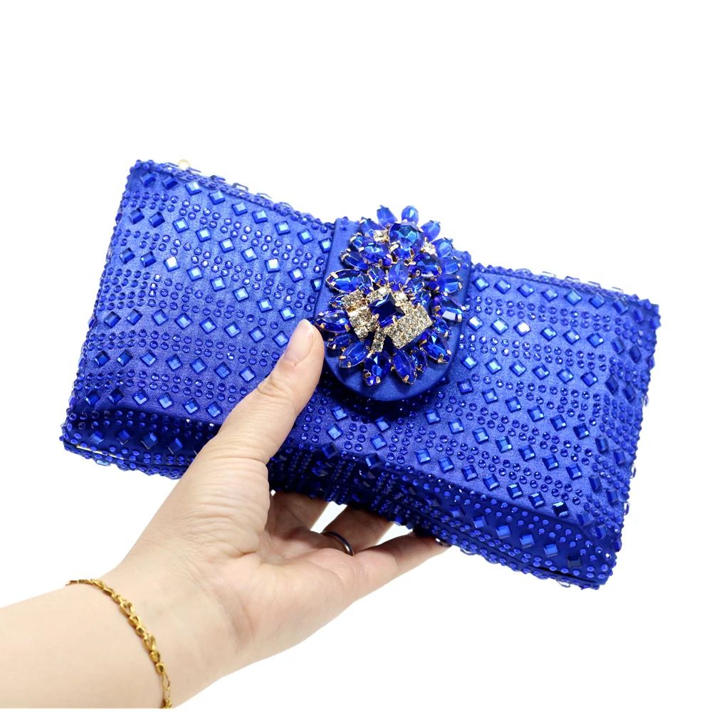 Women\'s Party Clutch Luxury Bags Shape Bow Royal Blue Handbag Evening Bag