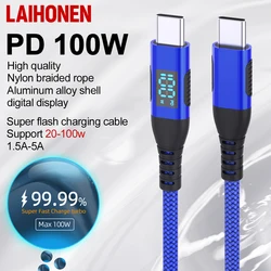 LAIHONEN 100W USB Type C To USB CCable 100W Fast Charging Charger Wire For Xiaomi Samsung Laptop USBC Cord 1M 2M 3M