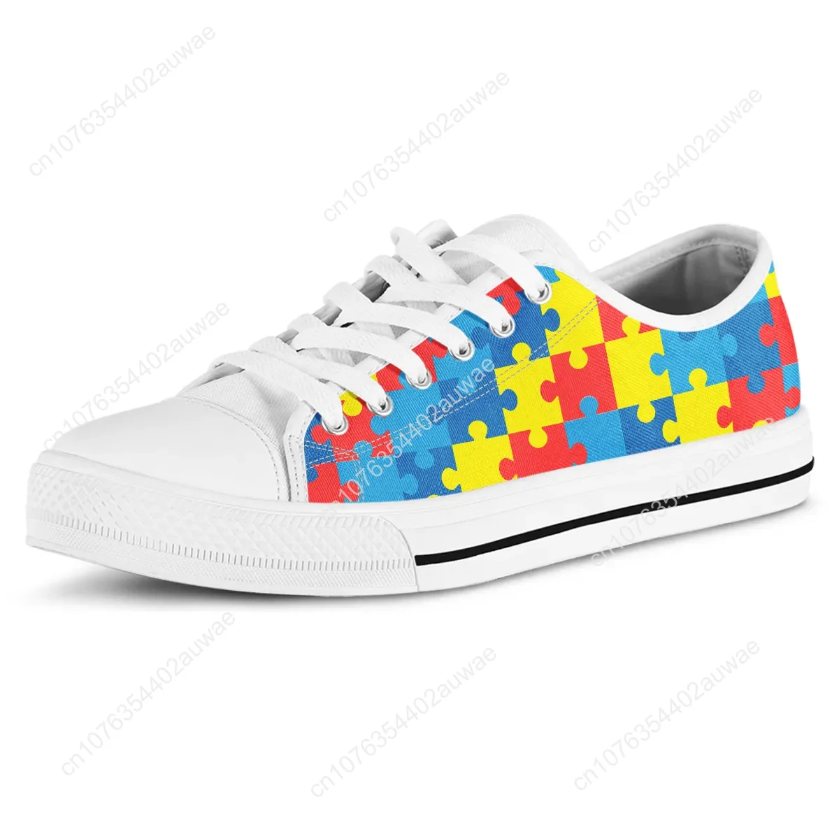 Autism Awareness Sneakers Shoes Women Flats Shoes Unisex Classic Low Top Canvas Shoes Female Puzzle Tenis Feminino