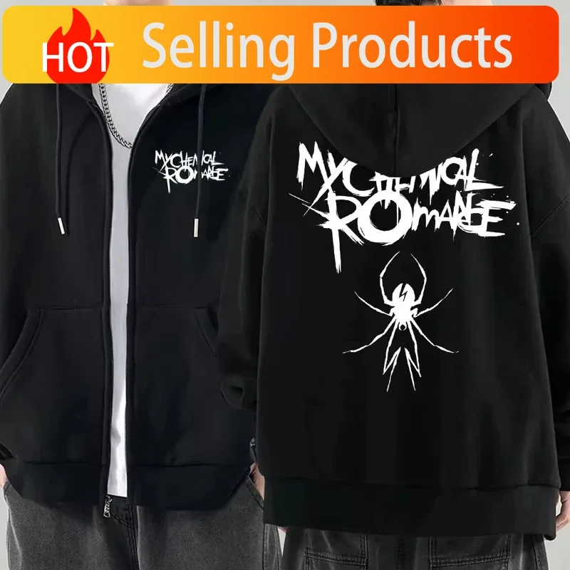 Women Fashion Hoodie Jacket Coat My Chemical Romance Band (MCR) Dead Zip Hoodie Top Loose Black Parade Punk Gothic Rock Zip