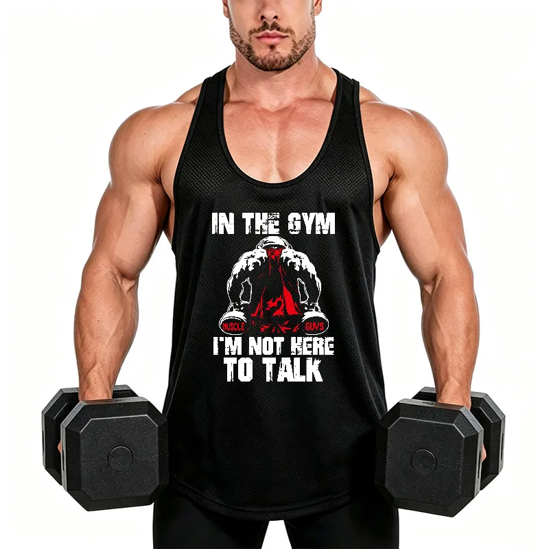 Running Vests Mens Summer Mesh Quick Dry Bodybuilding Stringer Tank Tops NO PAIN NO GAIN Fitness Sleeveless Shirts Gym Clothing