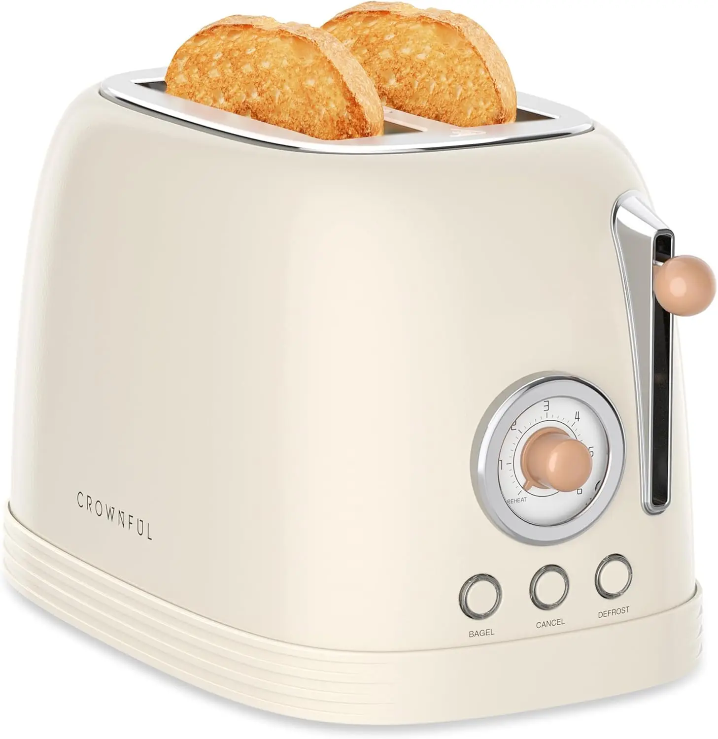 

2-Slice Toaster, Extra Wide Slots Toaster, Retro Stainless Steel with Bagel, Cancel, Defrost, Reheat Function and 6-Shade