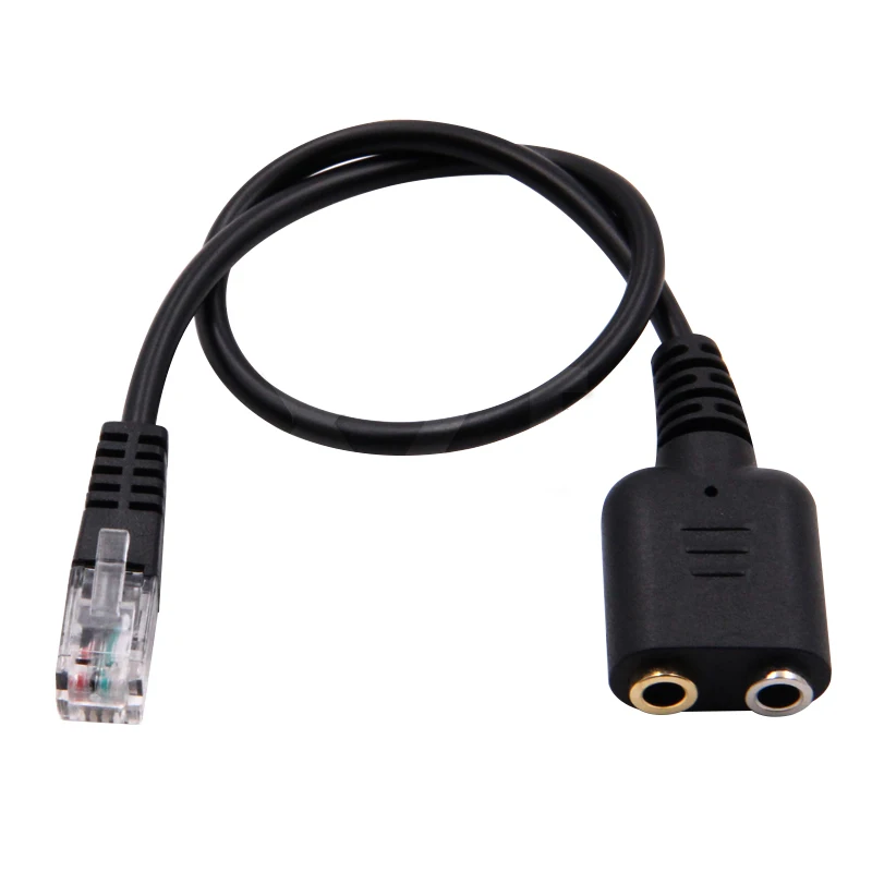 

25cm Dual 3.5mm Audio Jack Female to Male RJ9 Plug Adapter Convertor Cable for PC Computer Headset for Cisco 6921 Telephone