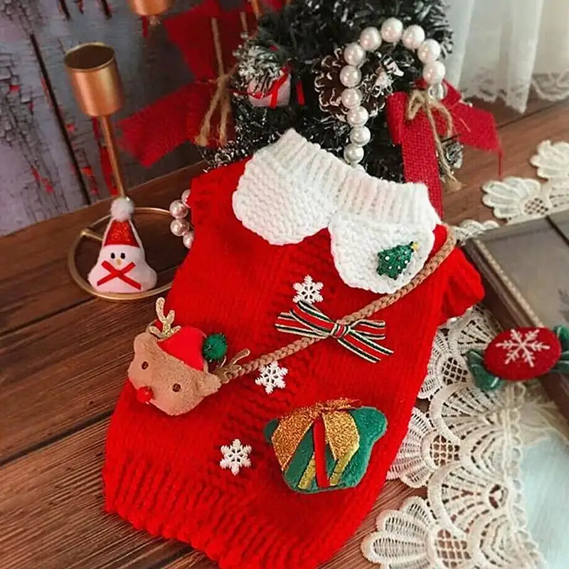 Pet New Year Celebration Sweater Winter Teddy Bear Pomeranian Small Dog Cat Dog New Year Clothes Autumn and Winter Clothing