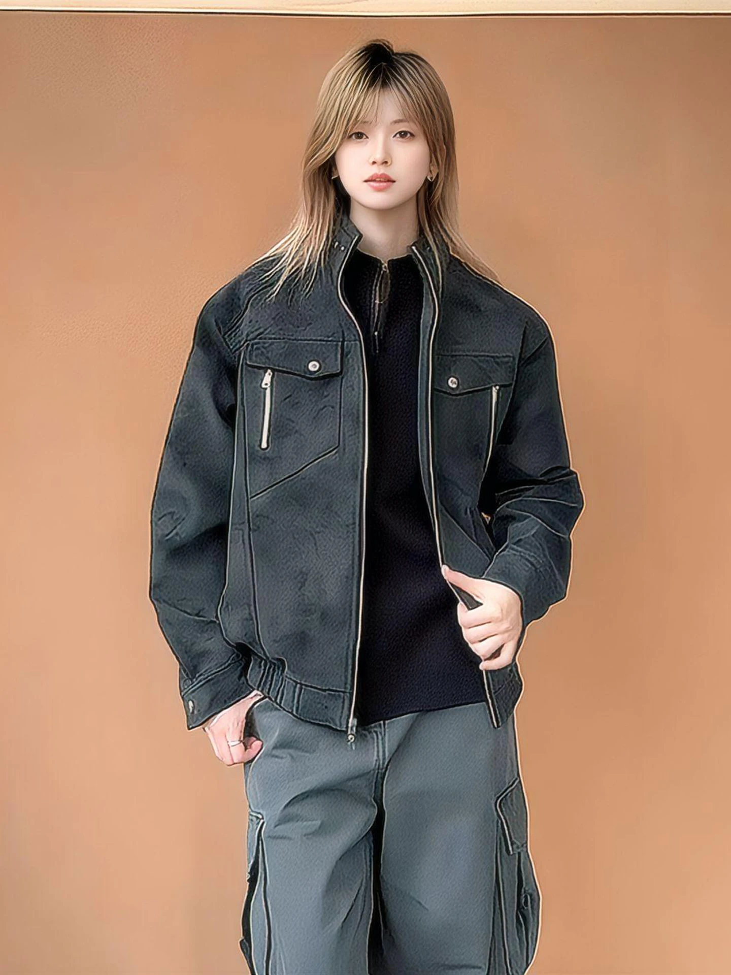 

Куртка из искусственной кожи Bla Tie Dye в мотоциклетном стиле с воротником-стойкой, утепленная, для мужчин и женщин, осенний сезон