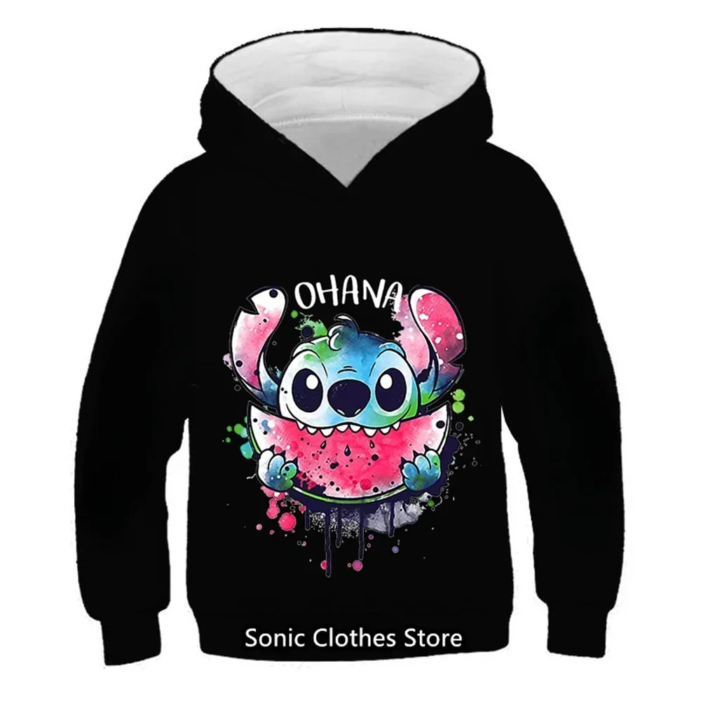 Kawaii Girls Hoodie Lilo & Stitch Children Hoodies Letter Baby Sweatshirt Anime Manga Girls Boy Kids Casual Clothes Tops