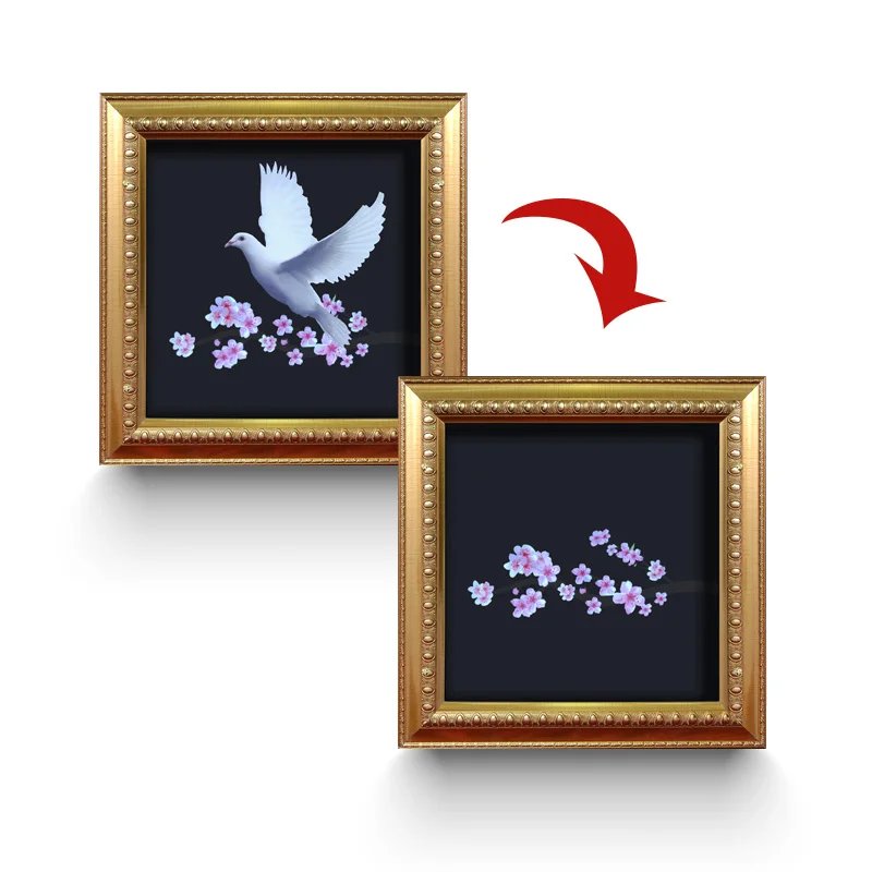 Dove Frame (once) Deluxe Dove Frame Pigeon Picture Chang Color To Real Bird Stage Magic Tricks Magic Props Party Magic Show Fun