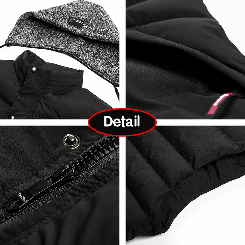 Men Autumn Sleeveless Fleece Pocket Zipper Solid Warm Vest Men Winter Detachable Hooded Outdoor Leisure Fashion Vest Male Coat