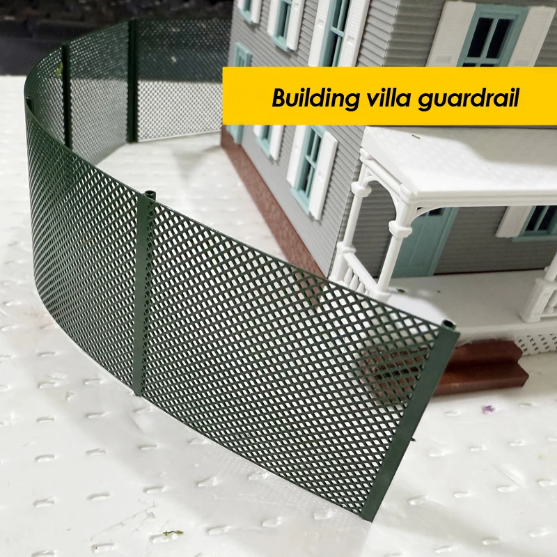 1 conjunto de guarda-corpo de simulação de liga, modelo de rede anticolisão de rodovia em miniatura, escala 1/64 ho, trem, layout de guarda-corpo