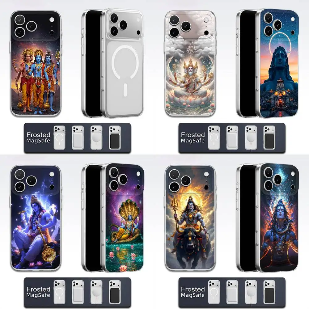 

India Brahma Vishnu Shiva Phone Case For iPhone 17,16,15,14,13,12,11,Pro,Max,Plus,E,Air,Mini Magsafe Frosted Transparent
