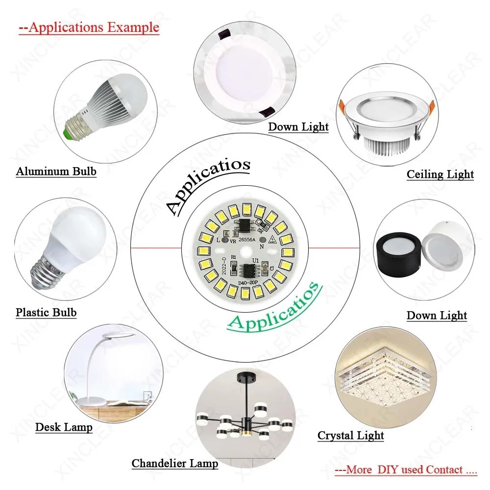 10 sztuk AC220V Panel świetlny LED 9W ciepły biały brak sterownika średnica 40mm 60mm płytka PCB + 2 piny SMD 2835 Chip dla DIY żarówka Downlight