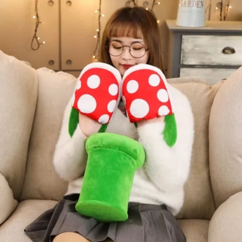 Cannibal Flower Slippers Botanical Cartoon Funny Cannibal Flower Slippers Plush Slippers Non-Slip Soft Warm Floor Shoes