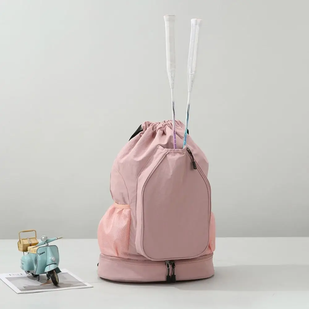 

2 Rackets Tennis Racket Backpack Large Capacity Waterproof Badminton Sports Bag Drawstring Closure Casual