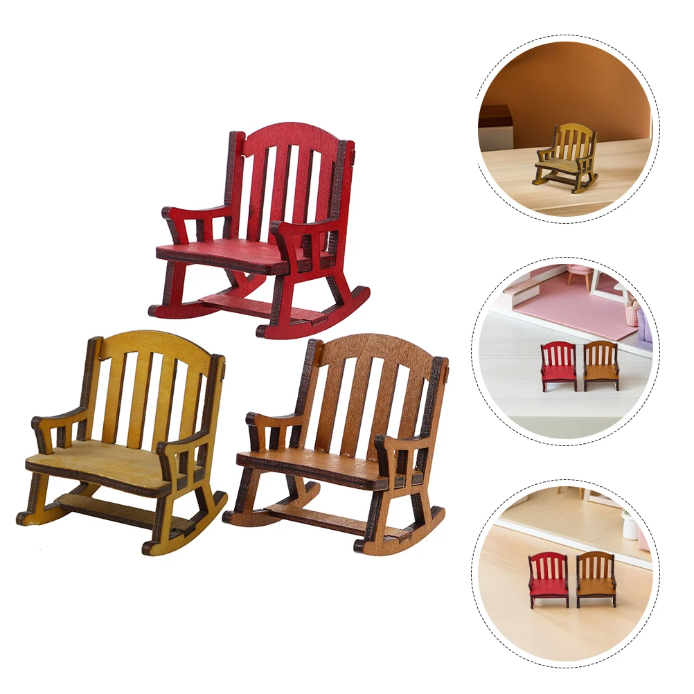 3pcs 미니어처 나무 독특한 디자인 현실적인 흔들림 기능 정교한 장인정신 인형집 가구 액세서리 요정용