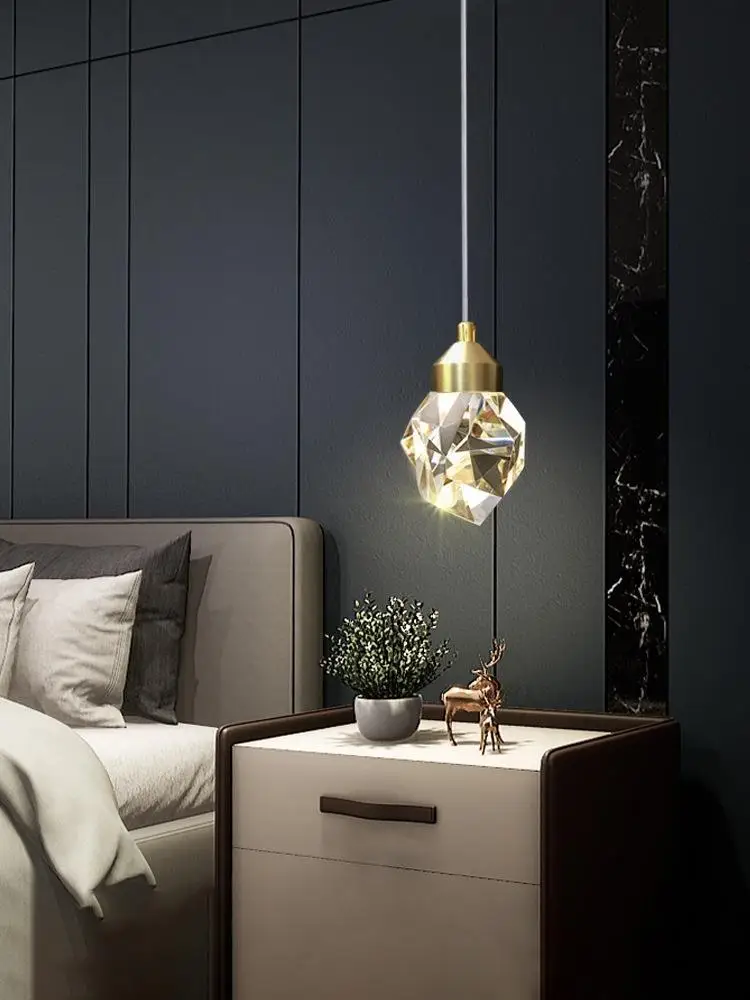

Light luxury bedside chandelier, bedroom crystal lamp, minimalist creative personality corridor single-headed small chandelier