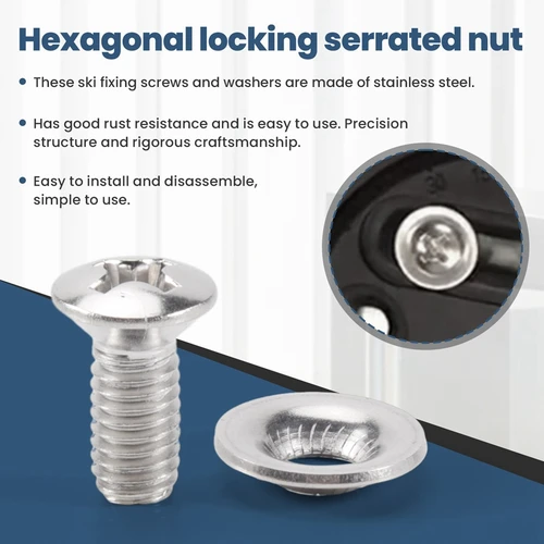 Imagen 2 del producto El juego de tornillos de fijación para snowboard incluye 4 piezas de tornillos de montaje para snowboard y 4 piezas de arandelas de tornillo para snowboard